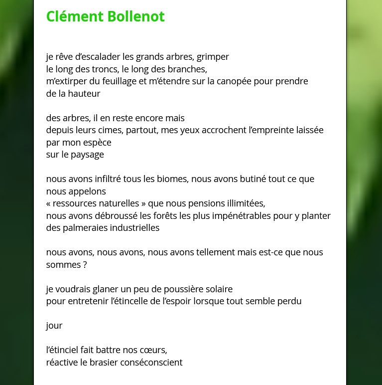 Poéclic 2025 Pour la planète Clément Bollenot