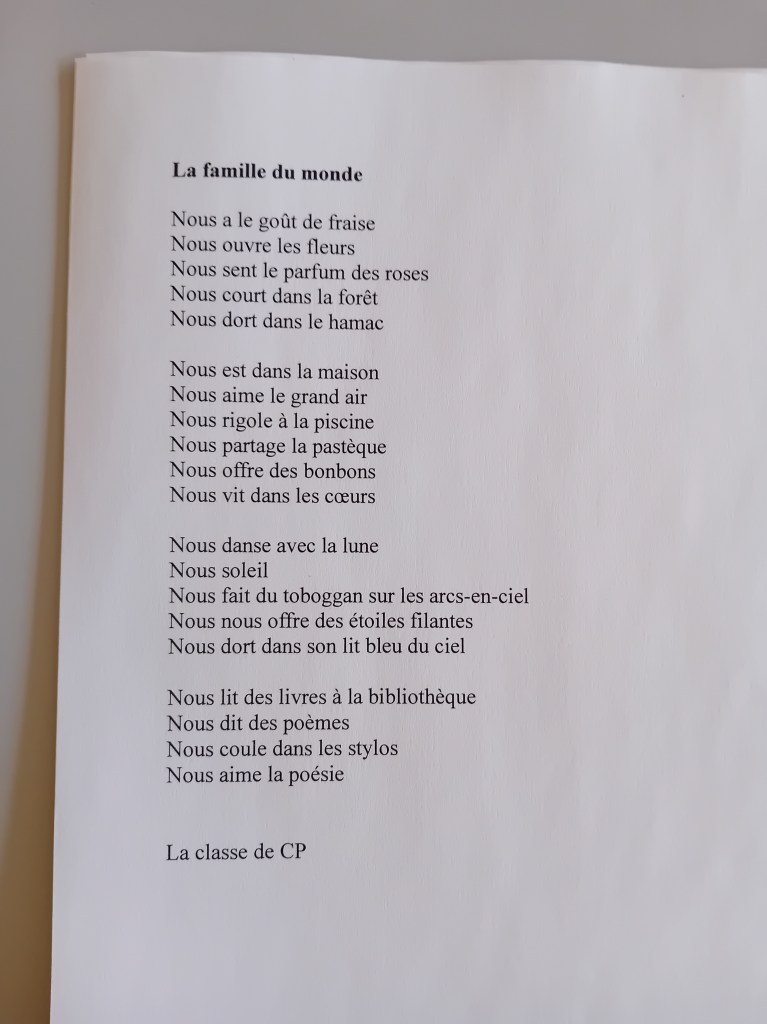Poème Nous atelier d'écriture